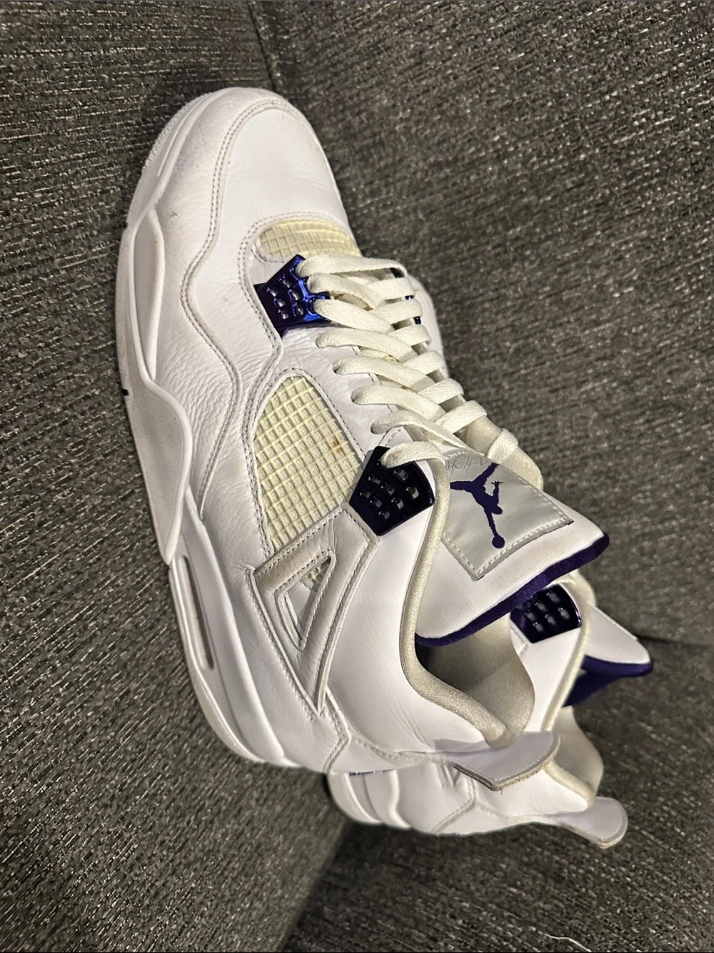 Jordan Men’s White and Purple Retro Sneakers